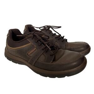 Rockport Mens Comfort Shoes Brown Leather Lace Up Size 10 Get Your Kicks Blucher
